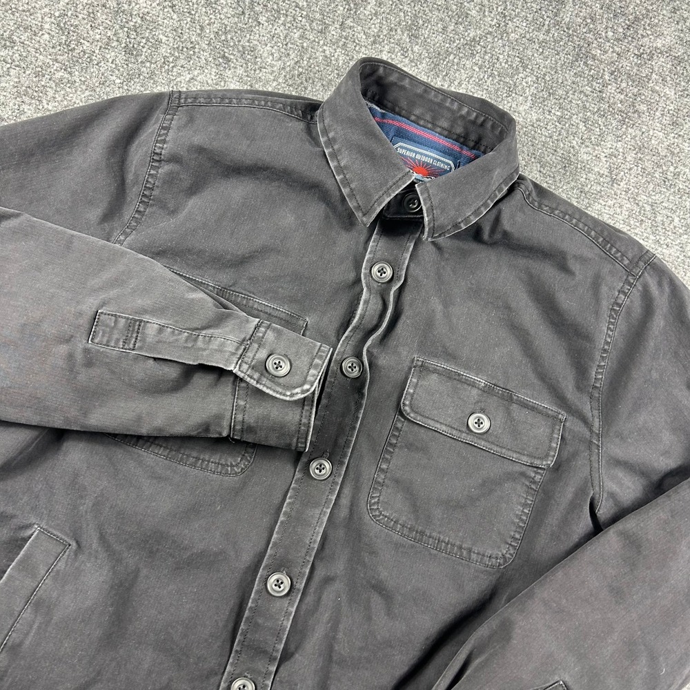 Faherty CPO Jacket Mens‎ Small Black Gray Flannel Lined Stretch Sulfur Dyed
